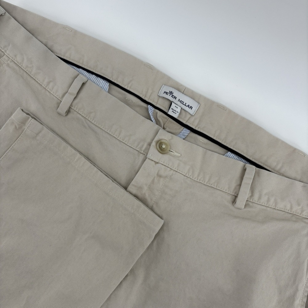 Peter Millar Men's 38 Tan Khaki Kingfield Summer Soft Cotton Twill‎ Pants Golf